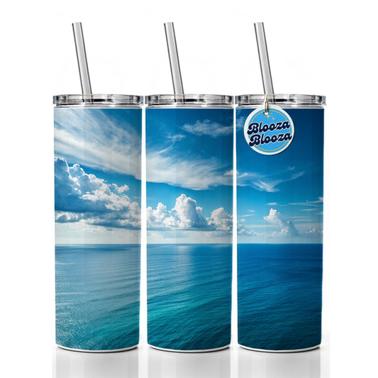 Clean View Just Sea Sky Ocean Skinny Tumbler 20oz with Straw Insulated Water Bottle Gift