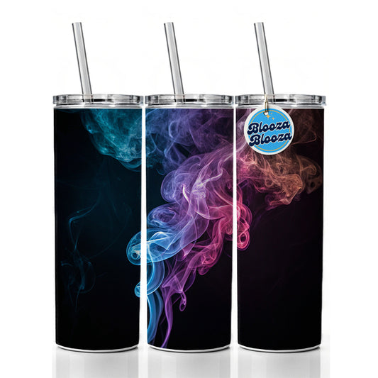 Colorful Plumes Of Smoke Curling Skinny Tumbler 20oz with Straw Insulated Water Bottle Gift
