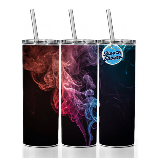 Colorful Smoke Curling Skinny Tumbler 20oz with Straw Insulated Water Bottle Gift