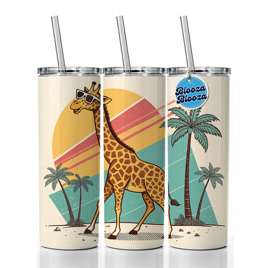 Cool Giraffe Wearing Sunglasses Retro Cute Skinny Tumbler 20oz with Straw Insulated Water Bottle Gift