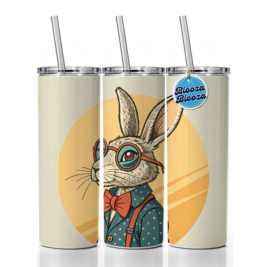 Cool Rabbit Wearing Glasses Retro Skinny Tumbler 20oz with Straw Insulated Water Bottle Gift