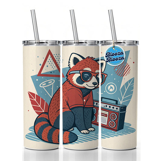 Cool Red Panda Wearing Glasses Retro Skinny Tumbler 20oz with Straw Insulated Water Bottle Gift