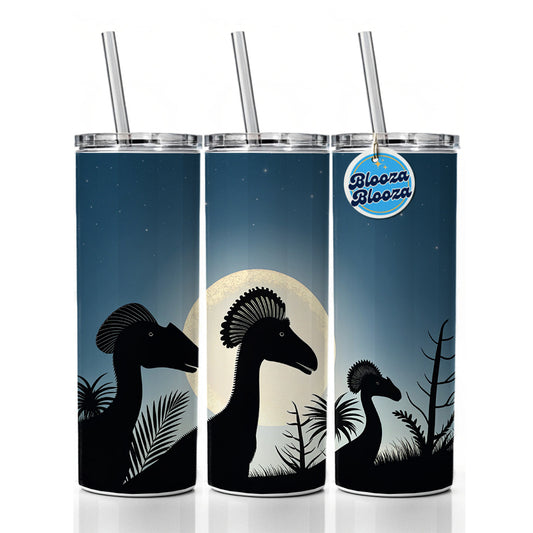 Dilophosaurus Silhouettes Dinosaurs Skinny Tumbler 20oz with Straw Insulated Water Bottle Gift