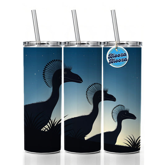 Dilophosaurus Silhouettes Night Dinosaurs Skinny Tumbler 20oz with Straw Insulated Water Bottle Gift