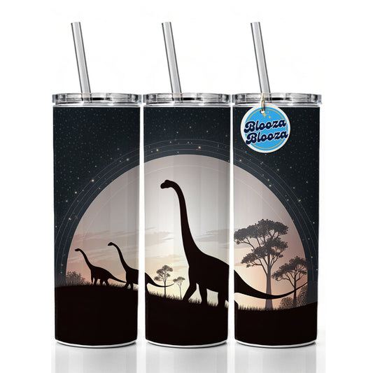 Diplodocus Silhouettes Dinosaurs Skinny Tumbler 20oz with Straw Insulated Water Bottle Gift