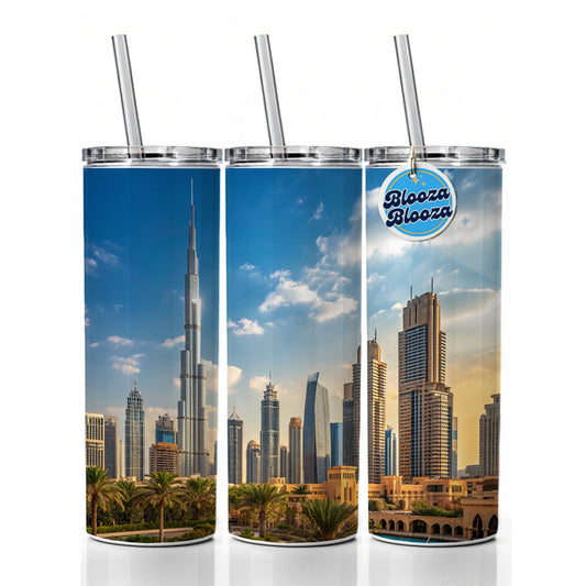 Dubai United Arab Emirates City Travel Skinny Tumbler 20oz with Straw Insulated Water Bottle Gift