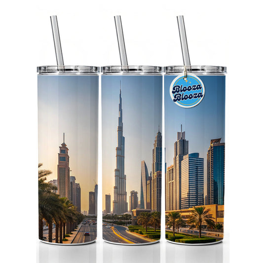 Dubai United Arab Emirates Travel Skinny Tumbler 20oz with Straw Insulated Water Bottle Gift