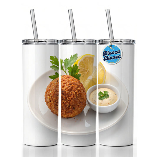 Falafel Fritter Skinny Tumbler 20oz with Straw Insulated Water Bottle Gift