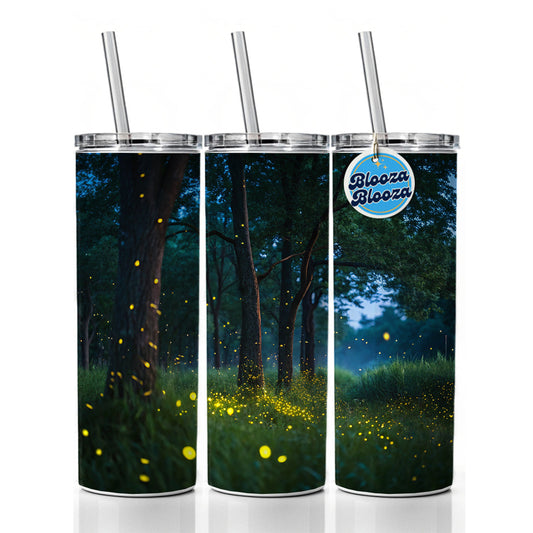 Fireflies At Night Skinny Tumbler 20oz with Straw Insulated Water Bottle Gift