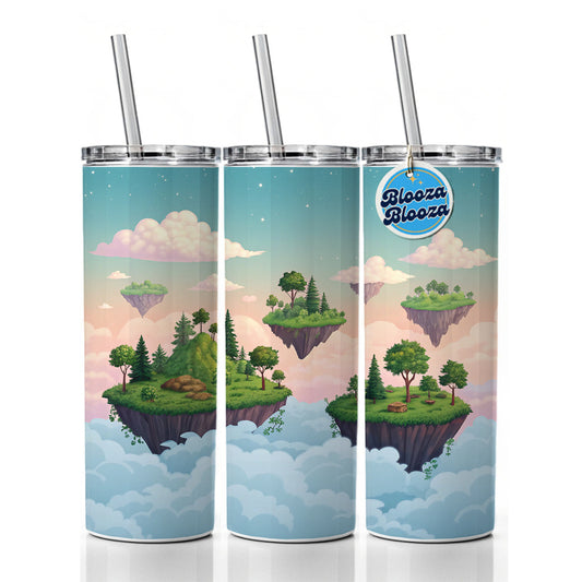 Floating Islands In The Sky Skinny Tumbler 20oz with Straw Insulated Water Bottle Gift