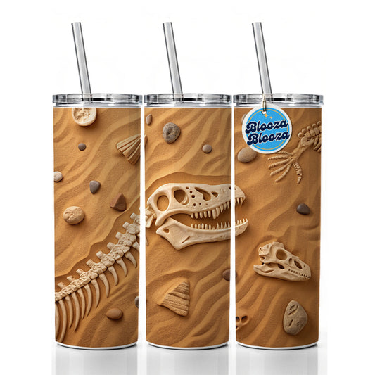 Fossils Dinosaur Bones Skinny Tumbler 20oz with Straw Insulated Water Bottle Gift