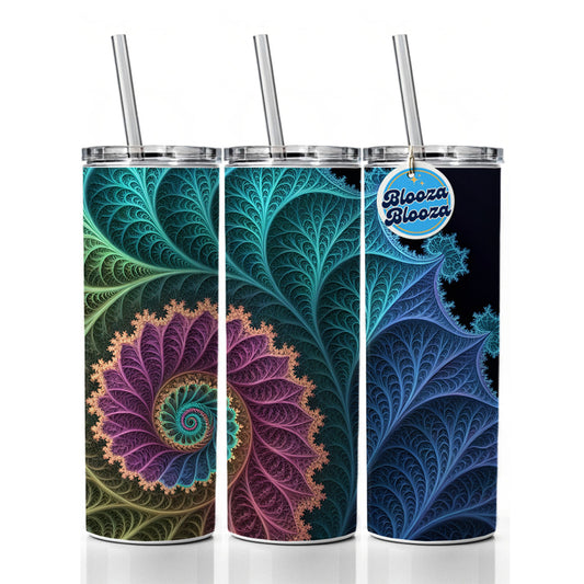 Fractal Geometry Beautiful Skinny Tumbler 20oz with Straw Insulated Water Bottle Gift