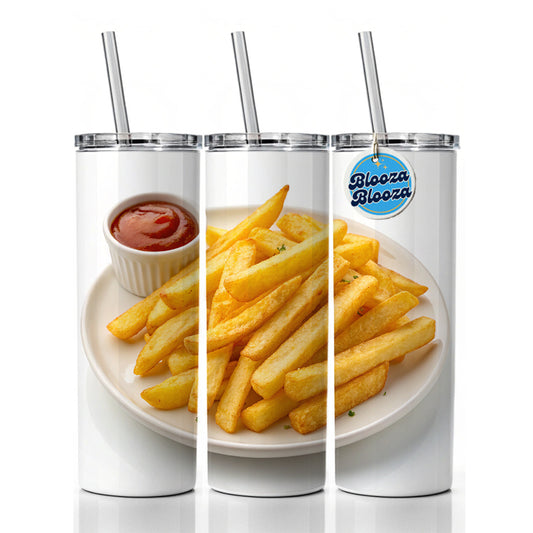 French Fries Ketchup Snack Skinny Tumbler 20oz with Straw Insulated Water Bottle Gift