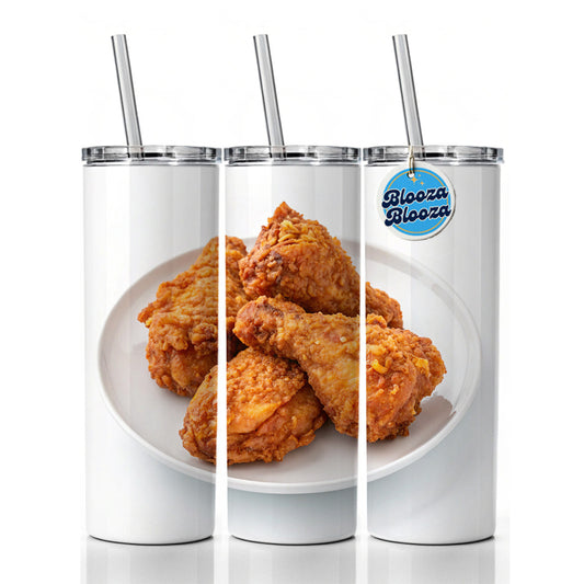 Fried Chicken Wings Skinny Tumbler 20oz with Straw Insulated Water Bottle Gift