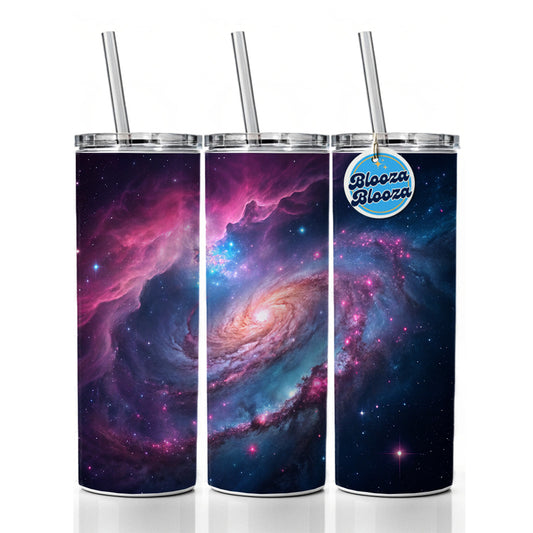 Galaxy Nebula Outer Space Colorful Skinny Tumbler 20oz with Straw Insulated Water Bottle Gift