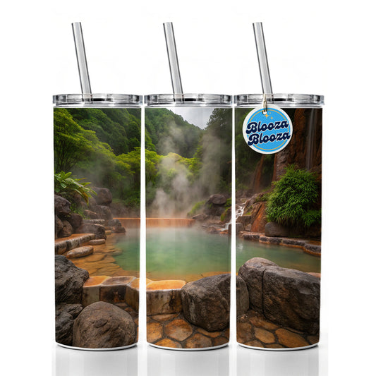 Geothermal Spa Misty Skinny Tumbler 20oz with Straw Insulated Water Bottle Gift