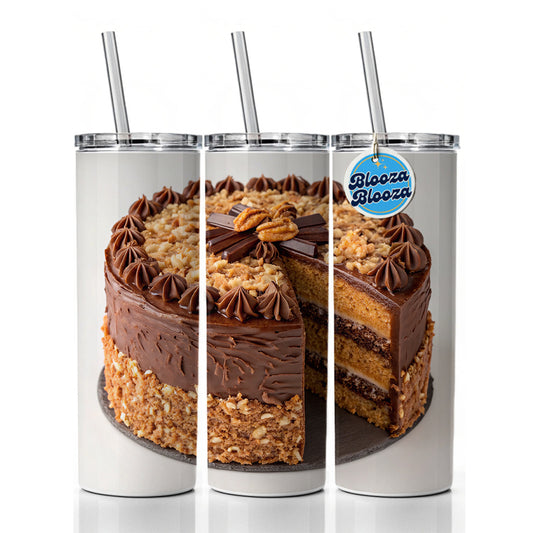 German Chocolate Cake Yummy Dessert Skinny Tumbler 20oz with Straw Insulated Water Bottle Gift
