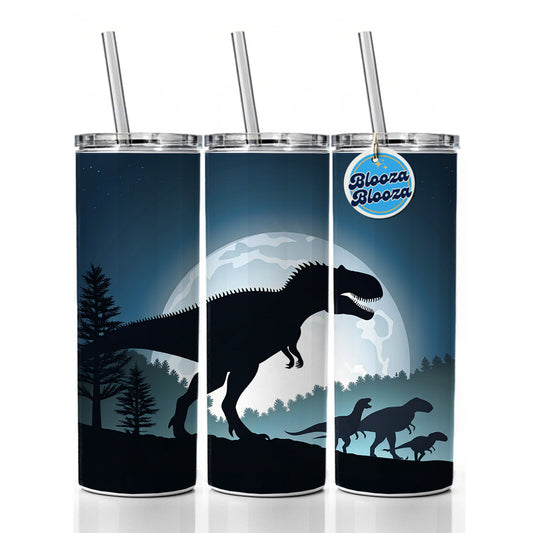 Giganotosaurus Silhouettes Dinosaurs Skinny Tumbler 20oz with Straw Insulated Water Bottle Gift