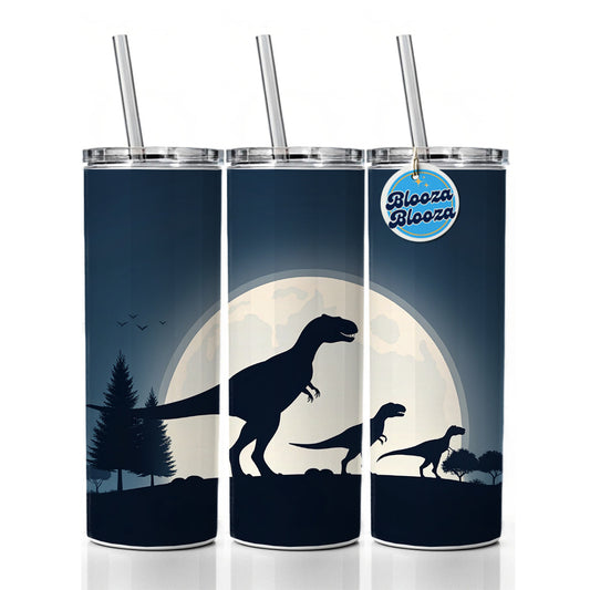 Giganotosaurus Silhouettes Walking Dinosaurs Skinny Tumbler 20oz with Straw Insulated Water Bottle Gift