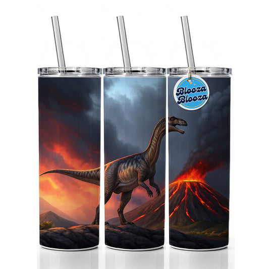 Gigantosaurus Volcano Dinosaur Sauropod Skinny Tumbler 20oz with Straw Insulated Water Bottle Gift
