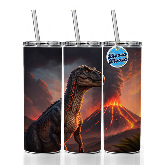 Gigantosaurus Volcano Erupting Dinosaur Skinny Tumbler 20oz with Straw Insulated Water Bottle Gift