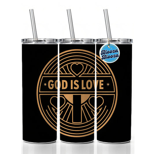 God Is Love Christian Skinny Tumbler 20oz with Straw Insulated Water Bottle Gift