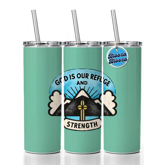 God Is Our Refuge And Strength Bible Verse Skinny Tumbler 20oz with Straw Insulated Water Bottle Gift