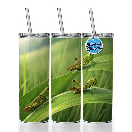 Grasshoppers On Grass Skinny Tumbler 20oz with Straw Insulated Water Bottle Gift