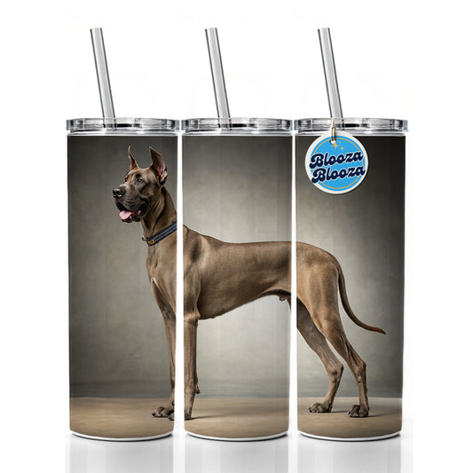 Great Dane Standing Photo Skinny Tumbler 20oz with Straw Insulated Water Bottle Gift