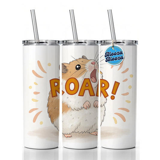 Hamster Roar Funny Skinny Tumbler 20oz with Straw Insulated Water Bottle Gift