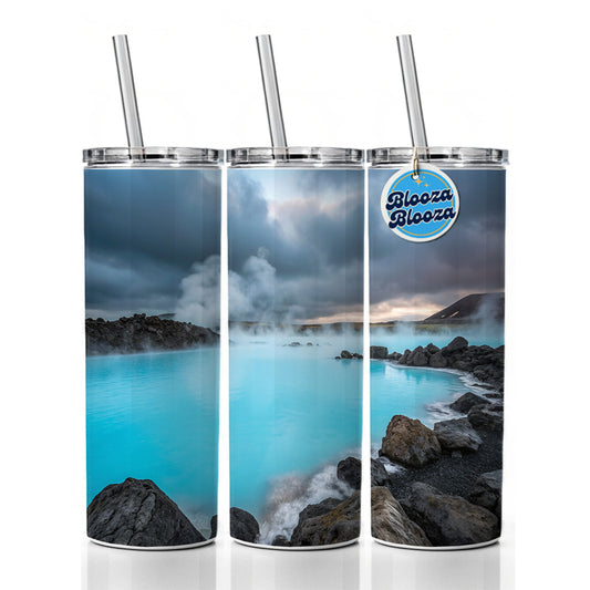 Iceland Blue Lagoon Stunning Skinny Tumbler 20oz with Straw Insulated Water Bottle Gift