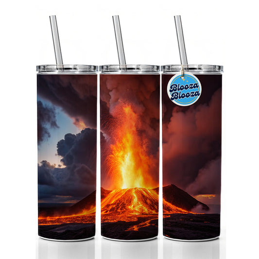 Kilauea Volcano Erupting Lava Hawaii Skinny Tumbler 20oz with Straw Insulated Water Bottle Gift