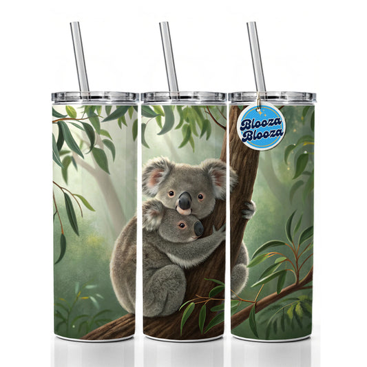 Koala Hug Mom Kid Skinny Tumbler 20oz with Straw Insulated Water Bottle Gift
