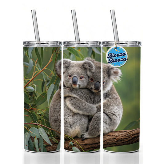 Koalas Hugging Love Skinny Tumbler 20oz with Straw Insulated Water Bottle Gift