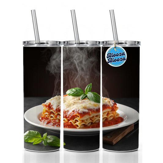 Lasagna Italian Pasta Skinny Tumbler 20oz with Straw Insulated Water Bottle Gift