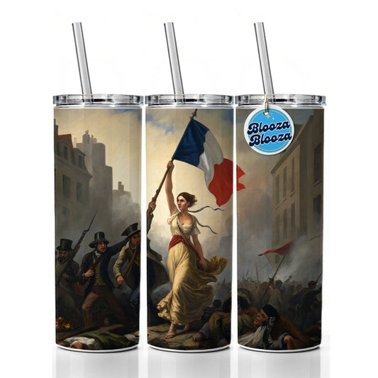Liberty Leading The People Eugene Delacroix Inspired By Skinny Tumbler 20oz with Straw Insulated Water Bottle Gift