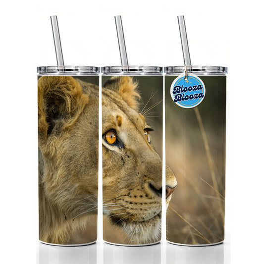 Lion Eyes Close Up Skinny Tumbler 20oz with Straw Insulated Water Bottle Gift