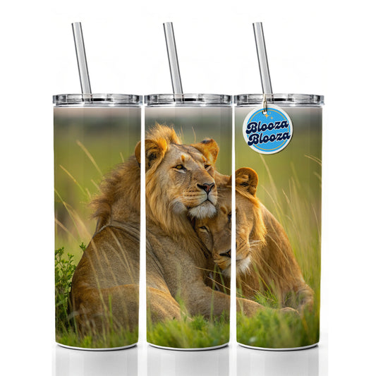 Lions Love Affection Skinny Tumbler 20oz with Straw Insulated Water Bottle Gift