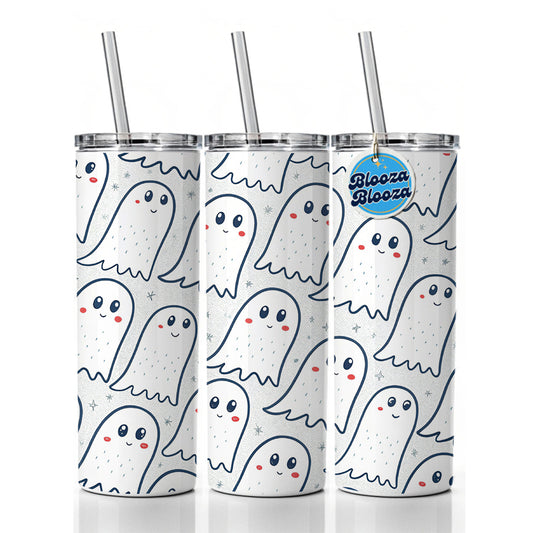 Lots Of Ghosts Halloween Skinny Tumbler 20oz with Straw Insulated Water Bottle Gift