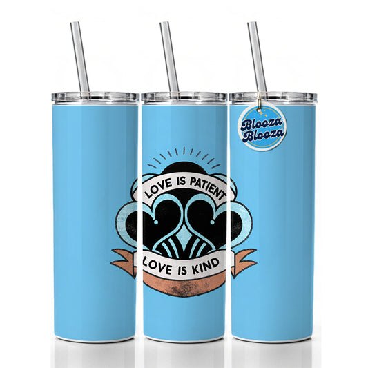 Love Is Patient Love Is Kind Bible Verse Skinny Tumbler 20oz with Straw Insulated Water Bottle Gift