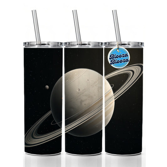 Minimal Planet Rings Space Saturn Skinny Tumbler 20oz with Straw Insulated Water Bottle Gift