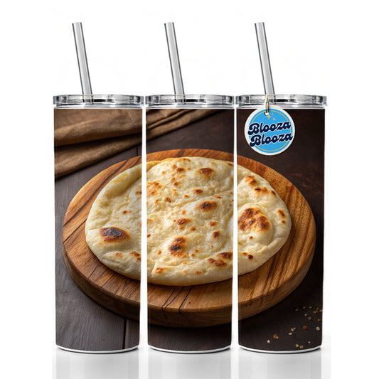 Naan Flatbread Skinny Tumbler 20oz with Straw Insulated Water Bottle Gift