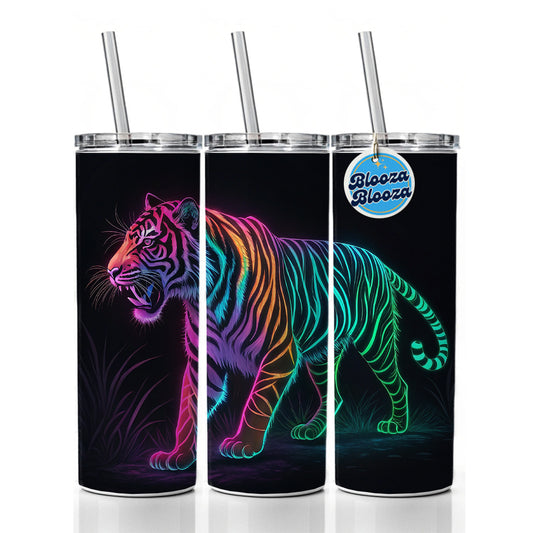 Neon Tiger Stunning Skinny Tumbler 20oz with Straw Insulated Water Bottle Gift
