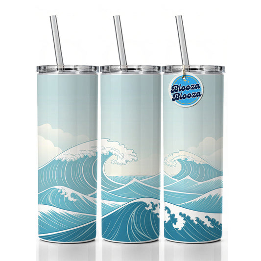 Ocean Waves High Surf Skinny Tumbler 20oz with Straw Insulated Water Bottle Gift