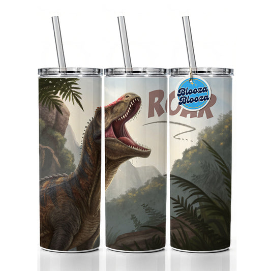 Pachycephalosaurus Roar Dinosaur Skinny Tumbler 20oz with Straw Insulated Water Bottle Gift