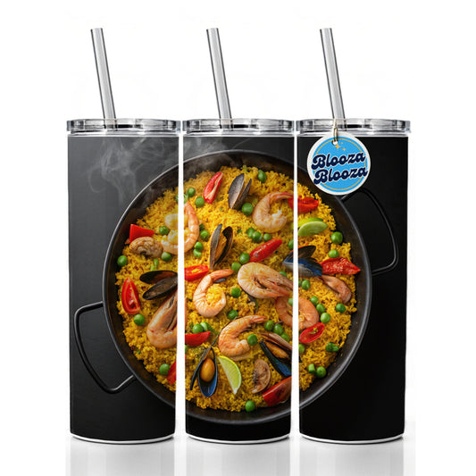 Paella Spanish Rice Dish Skinny Tumbler 20oz with Straw Insulated Water Bottle Gift