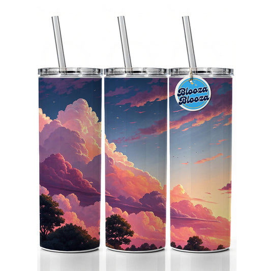 Painterly Sky Anime Clouds Skinny Tumbler 20oz with Straw Insulated Water Bottle Gift