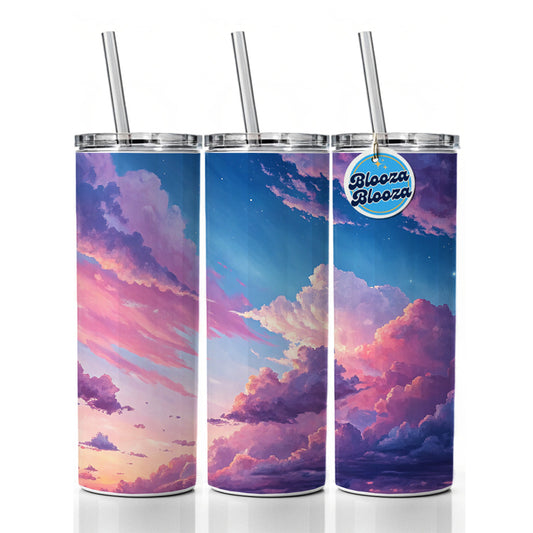 Painterly Sky Anime Skinny Tumbler 20oz with Straw Insulated Water Bottle Gift