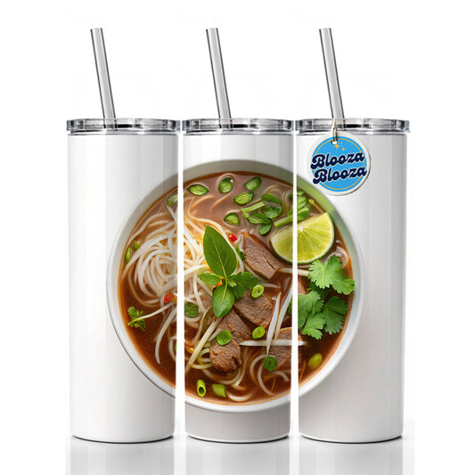 Pho Vietnamese Soup Bowl Skinny Tumbler 20oz with Straw Insulated Water Bottle Gift