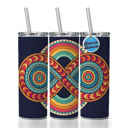 Psychedelic Patterns Groovy Infinite Loops Skinny Tumbler 20oz with Straw Insulated Water Bottle Gift